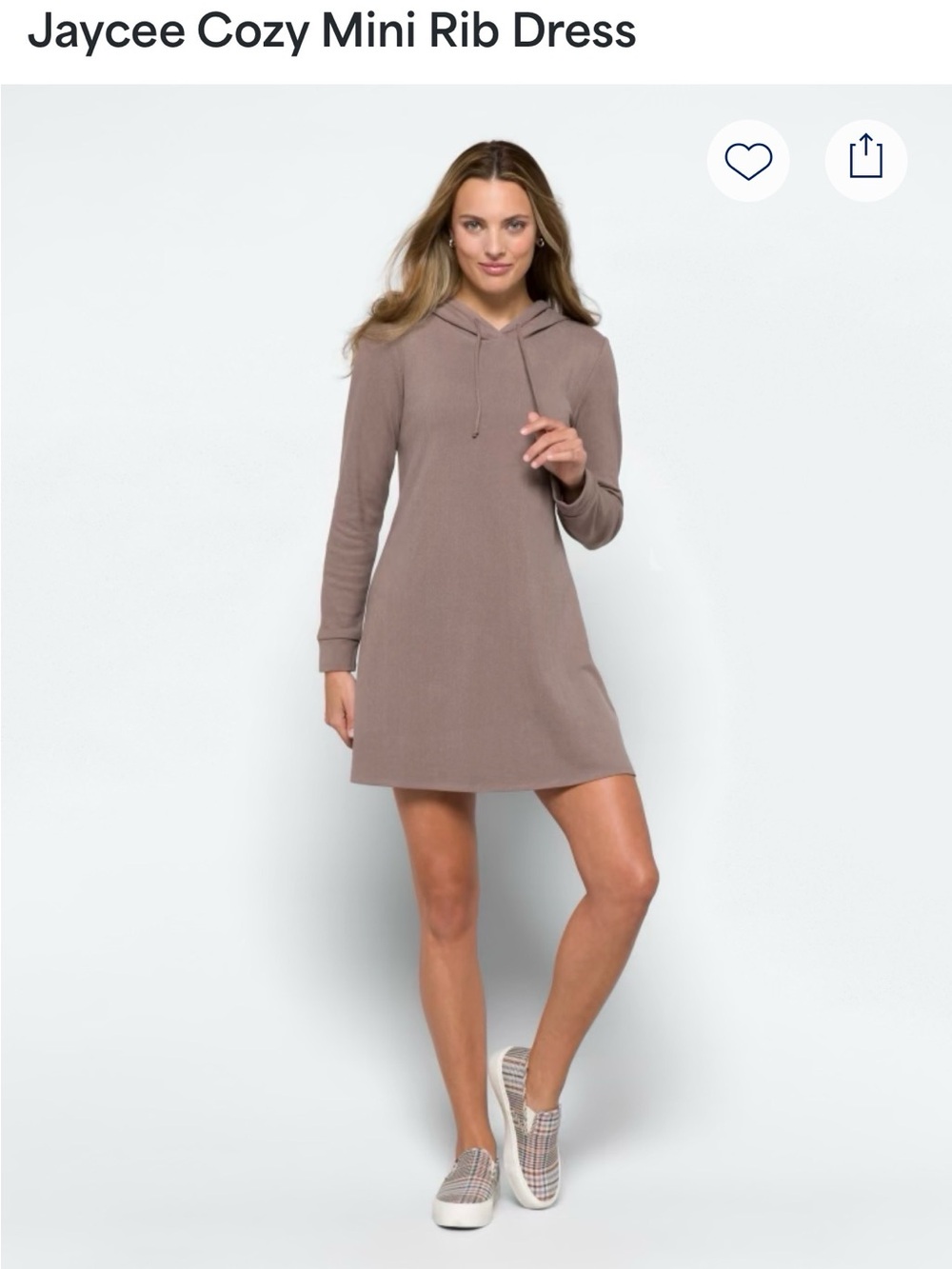 Hooded A-Line Knit Dress in Taupe